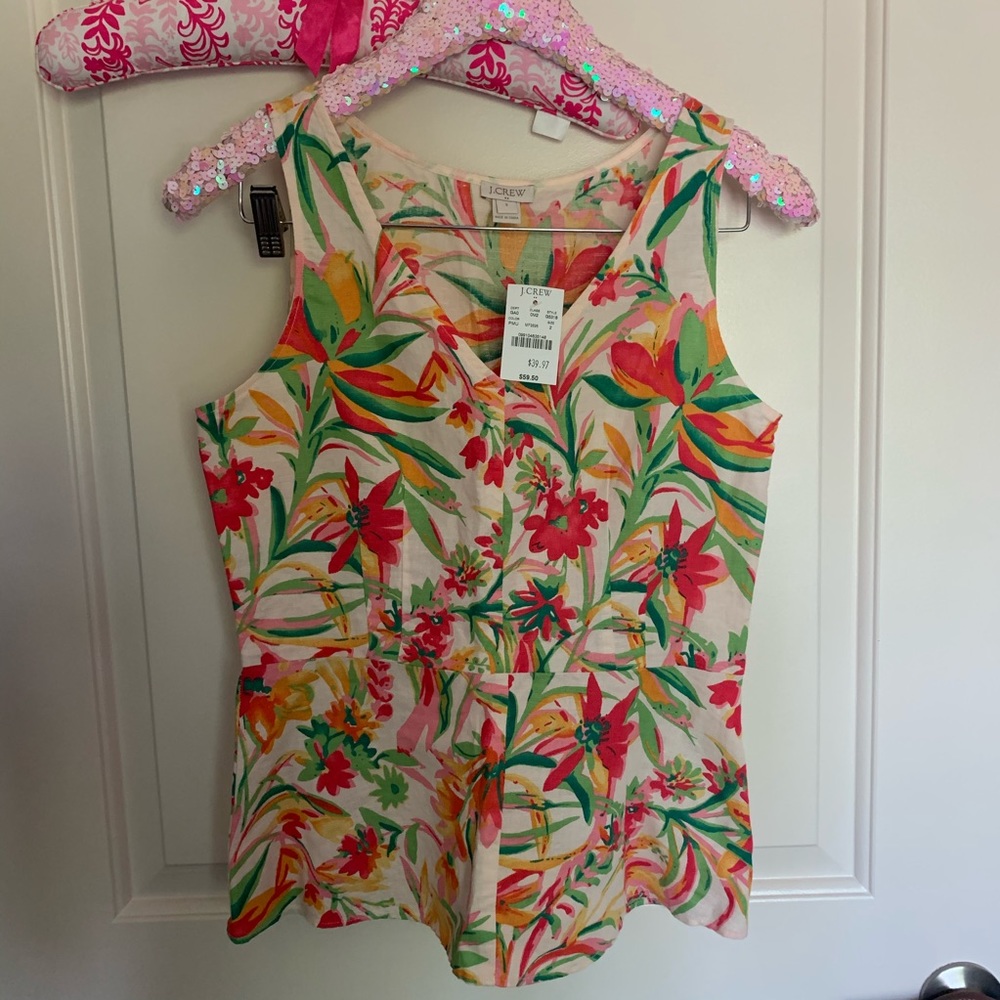 NWT J Crew Floral Peplum Top 2